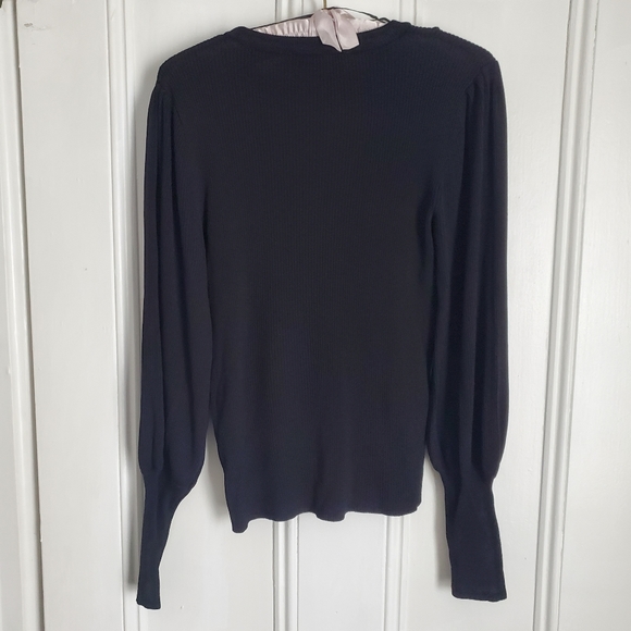 Zara Black Ribbed Balloon Sleeve Sweater - Picture 3 of 5